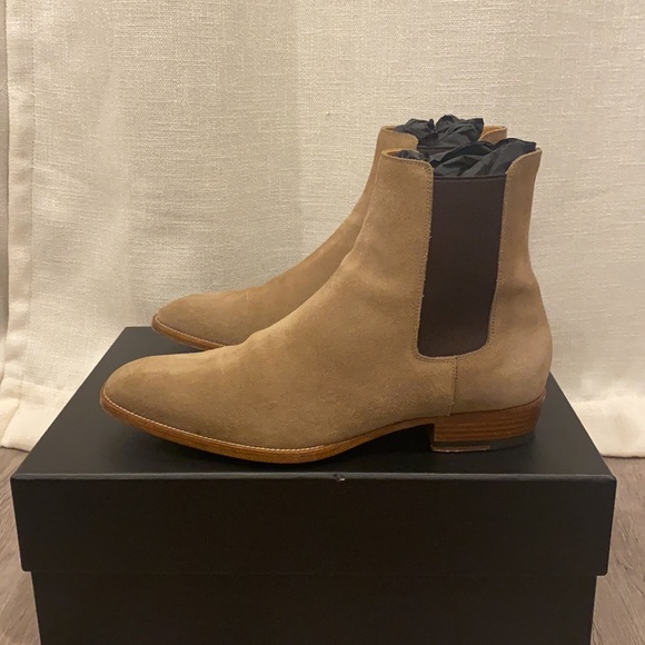 MENS YSL WYATT 30 Chelsea Boots tan/beige size 41 - Picture 4 of 10